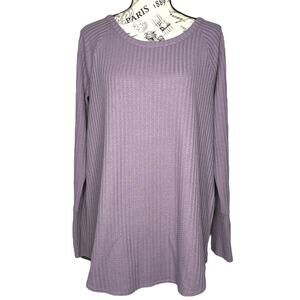 Chaser X-LARGE Purple Waffle Knit Thermal Button Cuff Pullover Long Sleeve Top